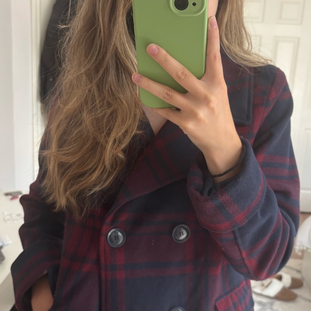 Plaid Double-Breasted Women's Coat
